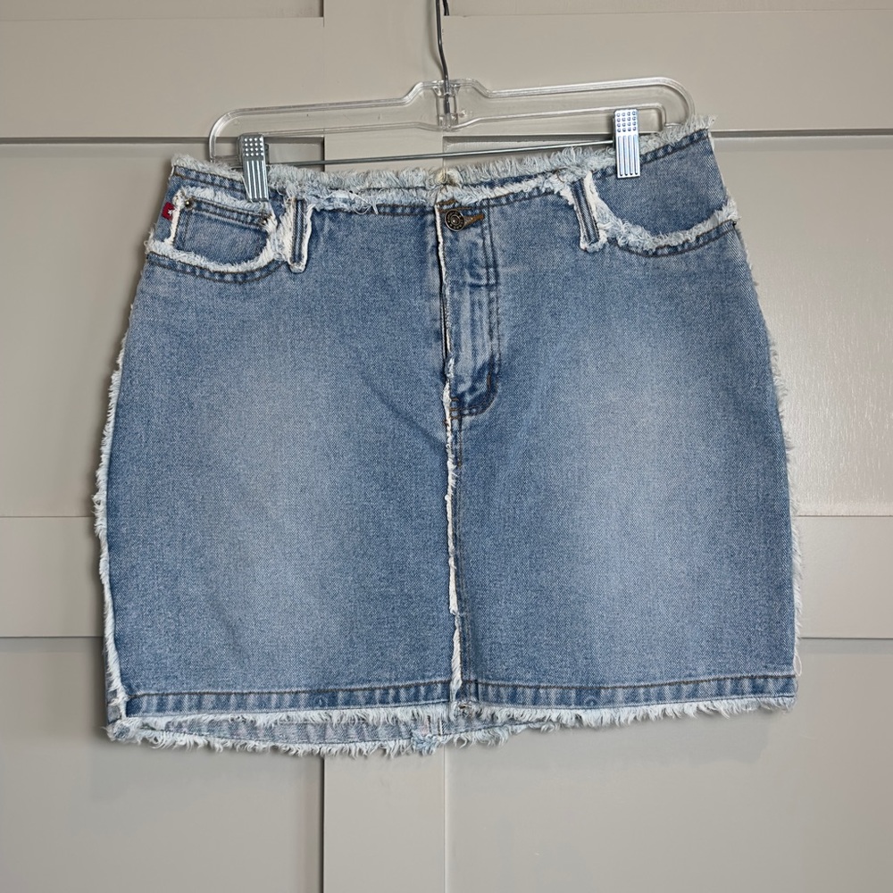 Zana Di Y2K Jean Mini Skirt Blue Denim Raw Hem Grunge Sleaze Women’s ~8 Vintage